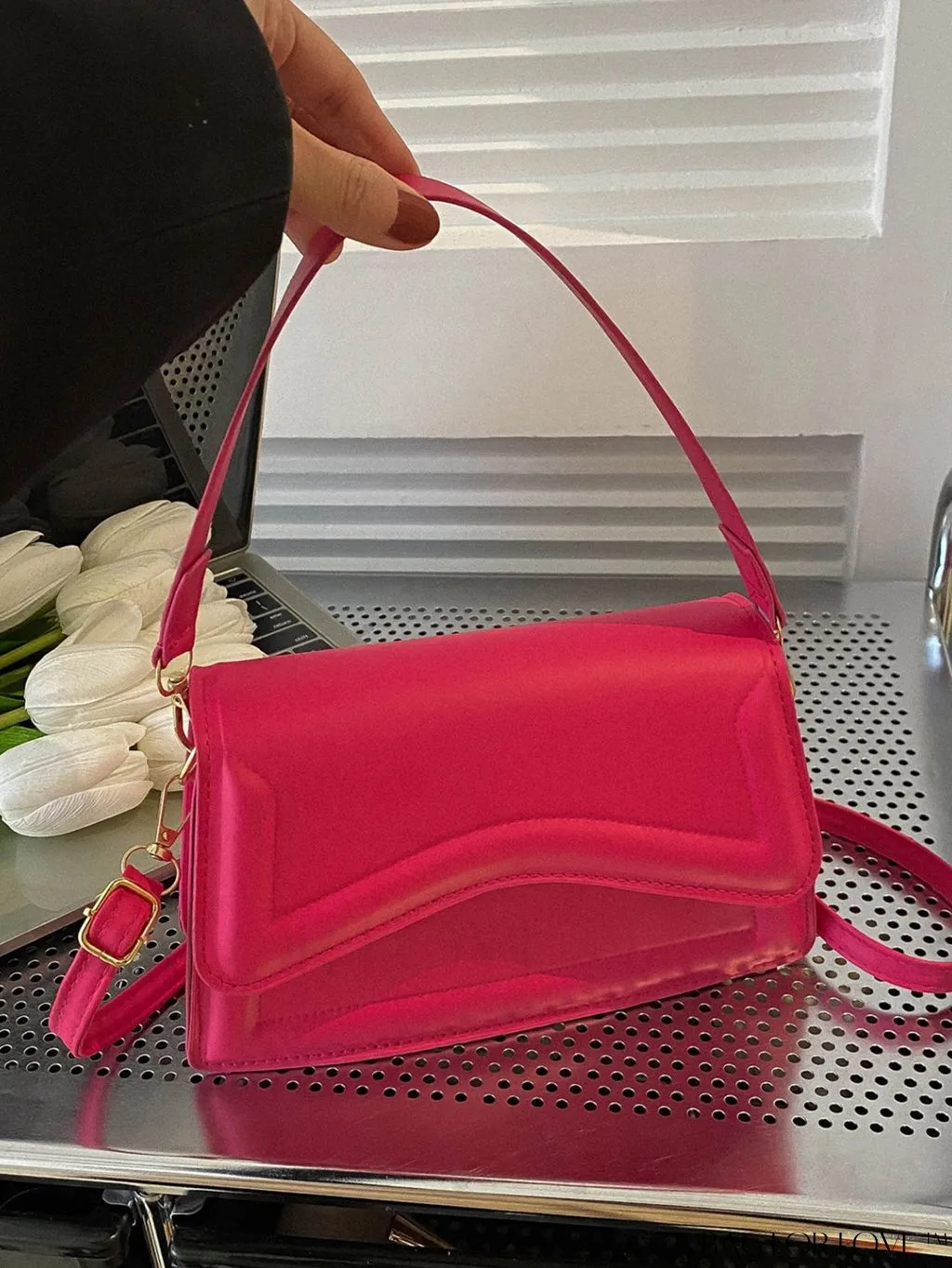 BagForLove - Elegant Black PU Mini Square Flap Bag with Top Handle
