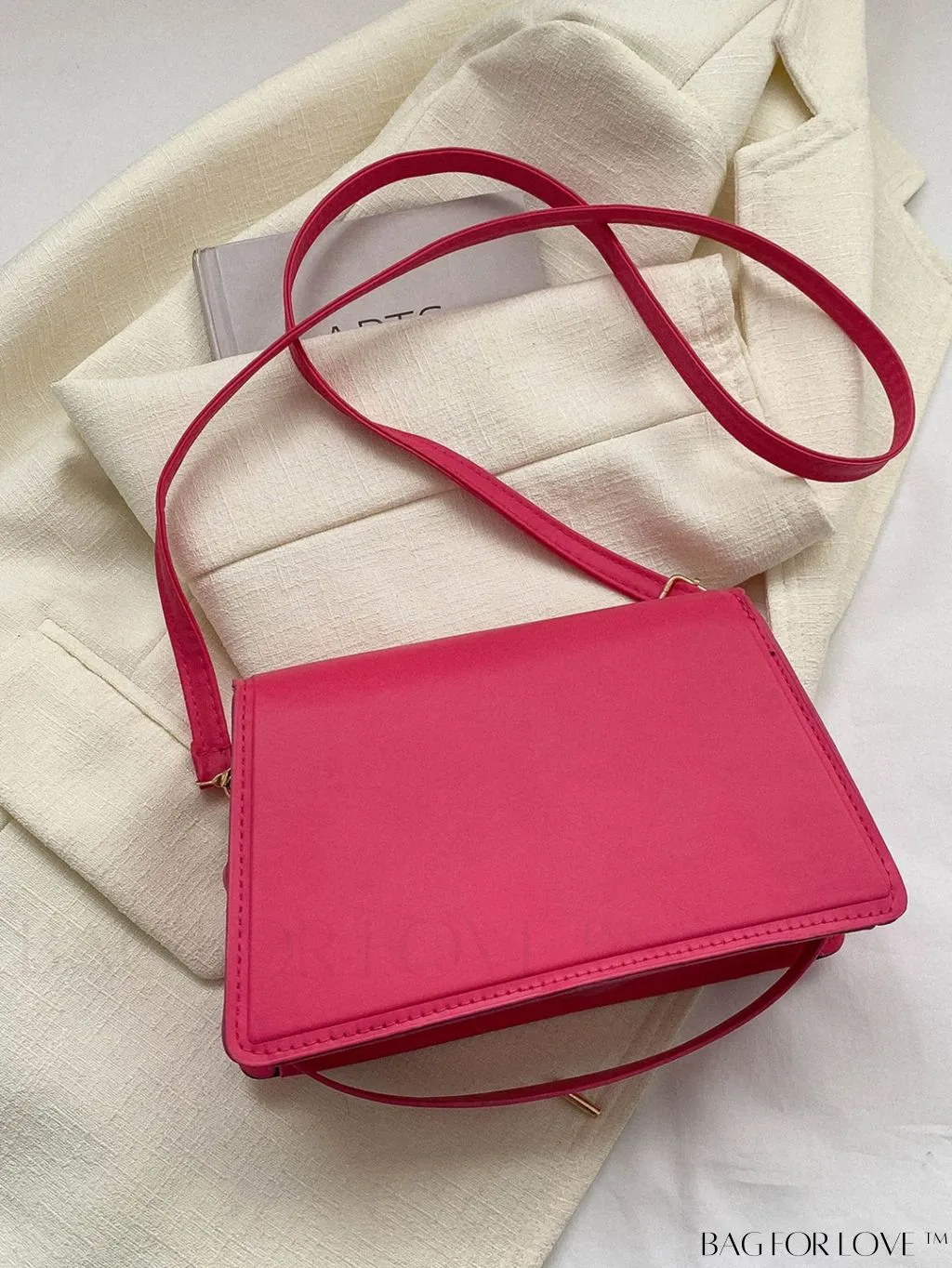 BagForLove - Elegant Black PU Mini Square Flap Bag with Top Handle