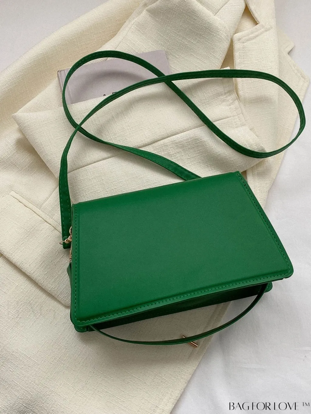 BagForLove - Elegant Black PU Mini Square Flap Bag with Top Handle