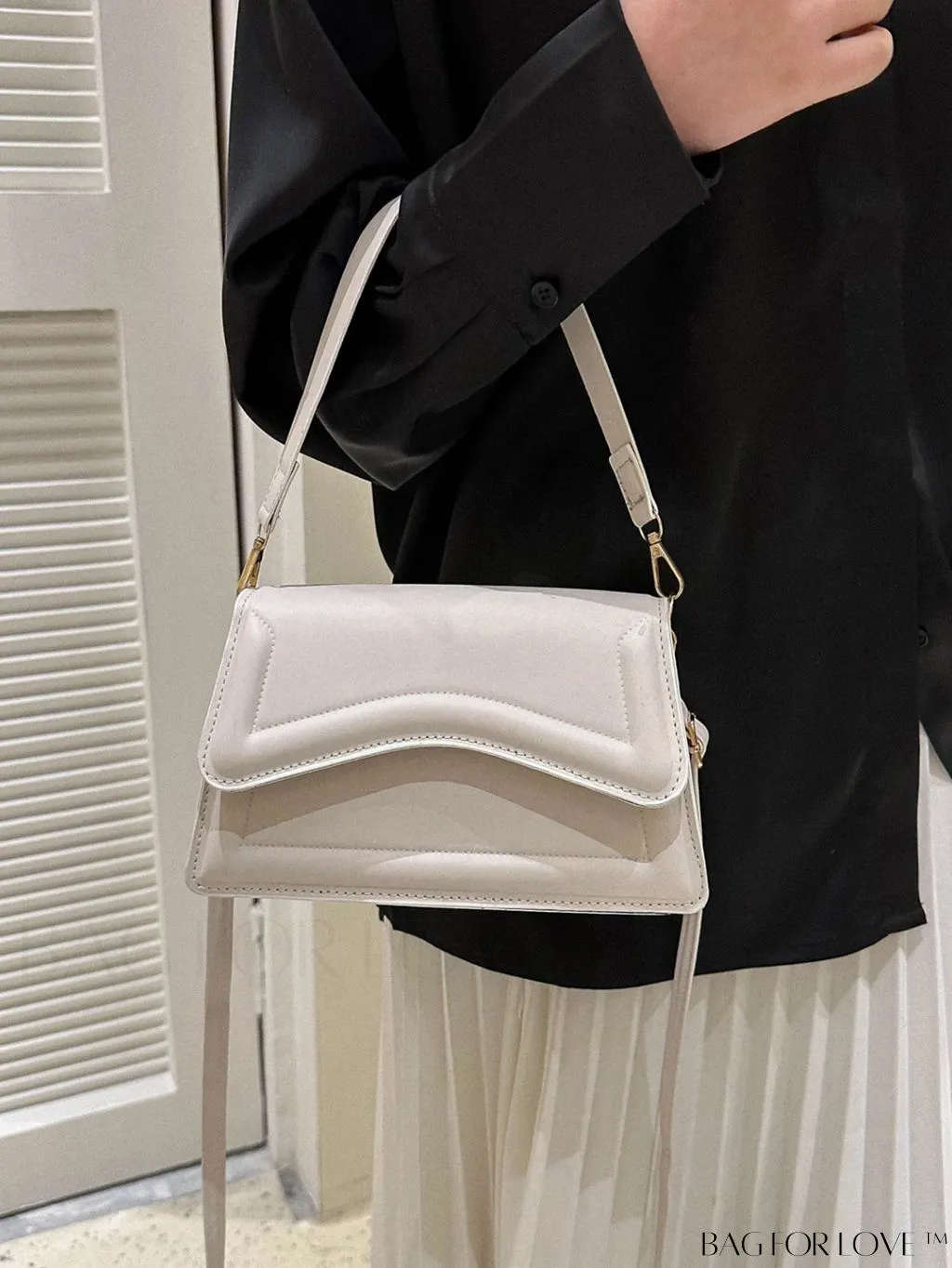 BagForLove - Elegant Black PU Mini Square Flap Bag with Top Handle
