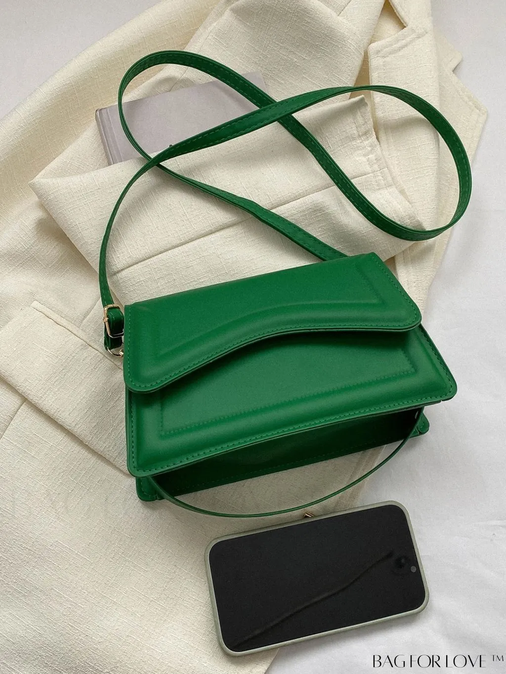 BagForLove - Elegant Black PU Mini Square Flap Bag with Top Handle
