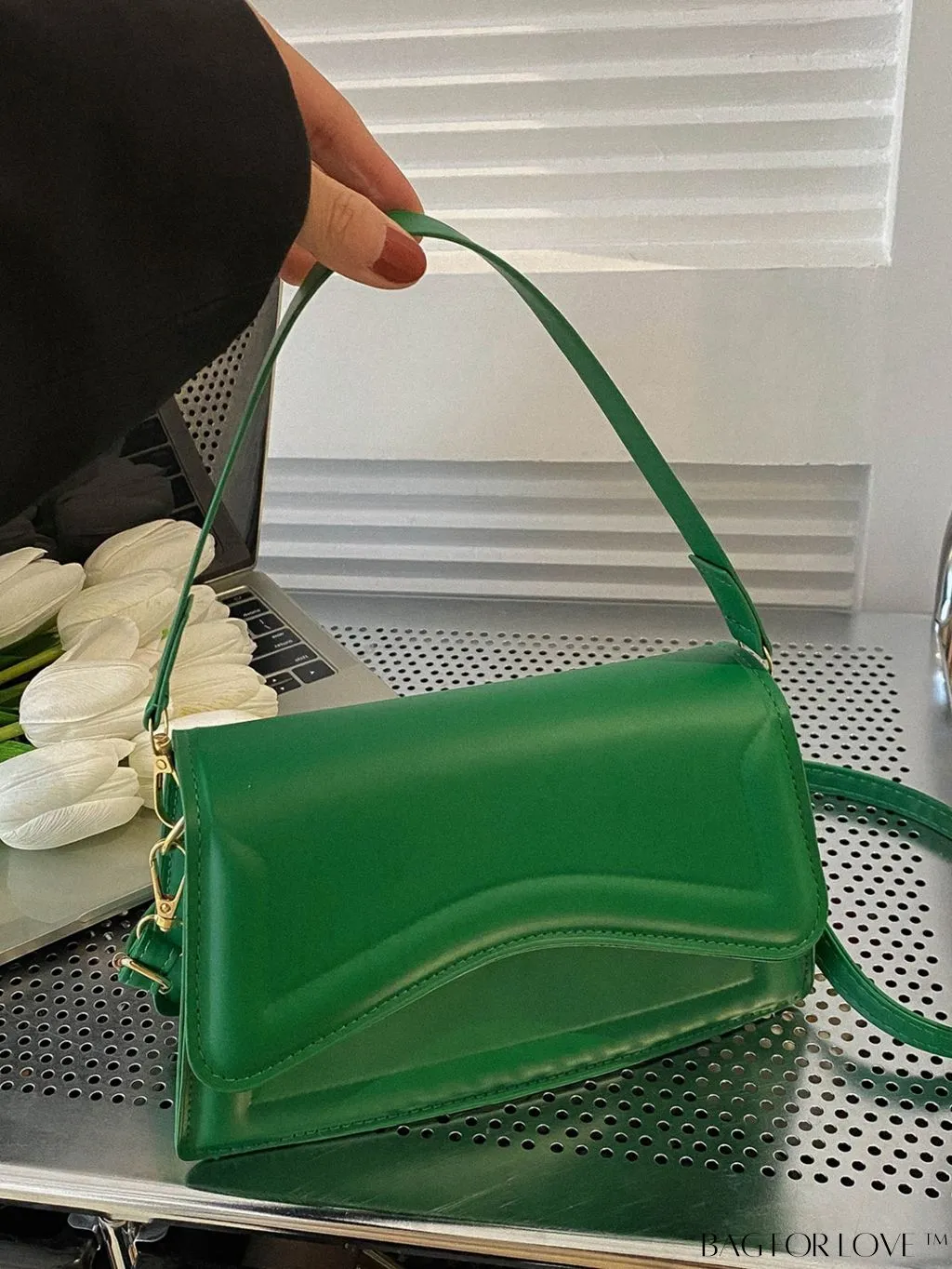 BagForLove - Elegant Black PU Mini Square Flap Bag with Top Handle