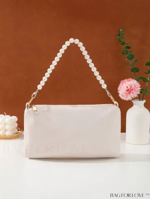 BagForLove - Embossed Litchi Square Bag with Pearl Strap