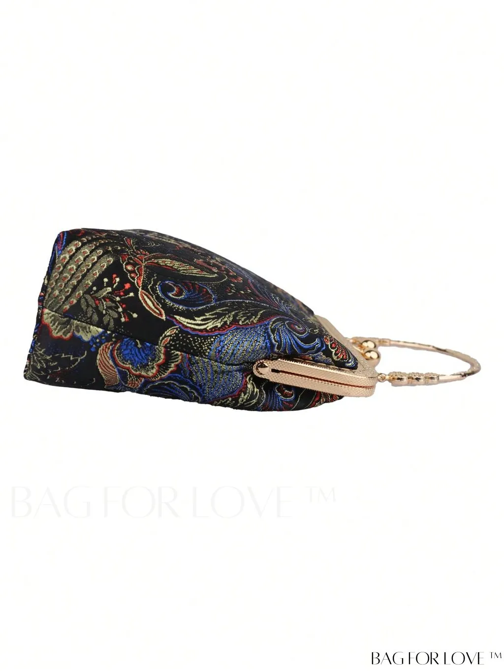 BagForLove - Embroidered Butterfly & Flower Small Satchel Bag with Kiss Lock Chain