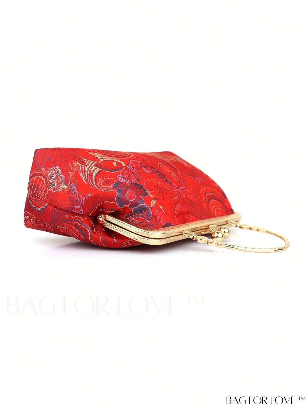 BagForLove - Embroidered Butterfly & Flower Small Satchel Bag with Kiss Lock Chain