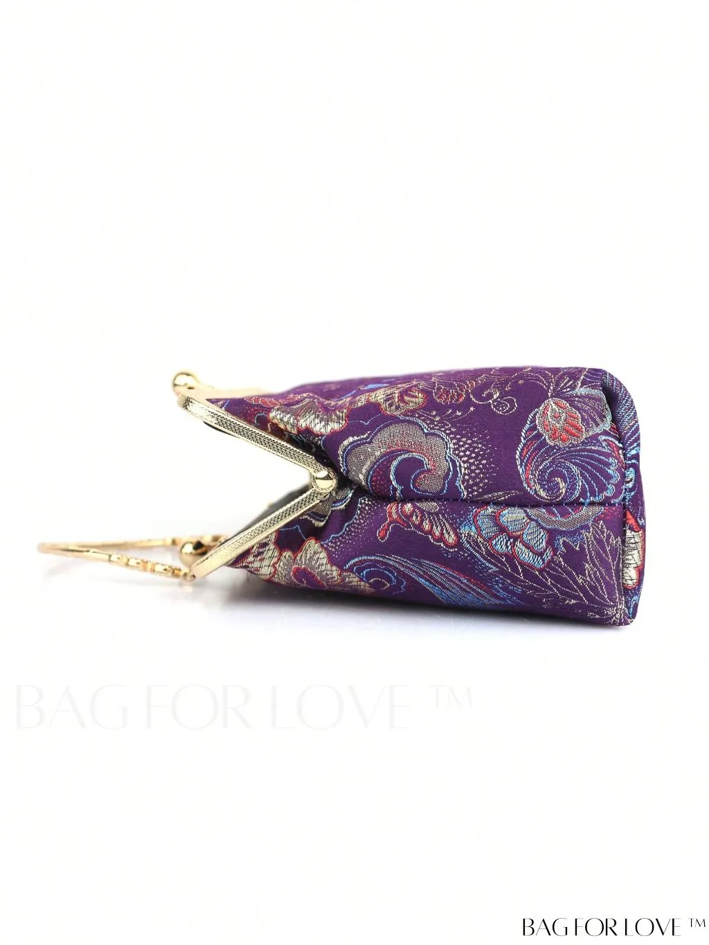 BagForLove - Embroidered Butterfly & Flower Small Satchel Bag with Kiss Lock Chain