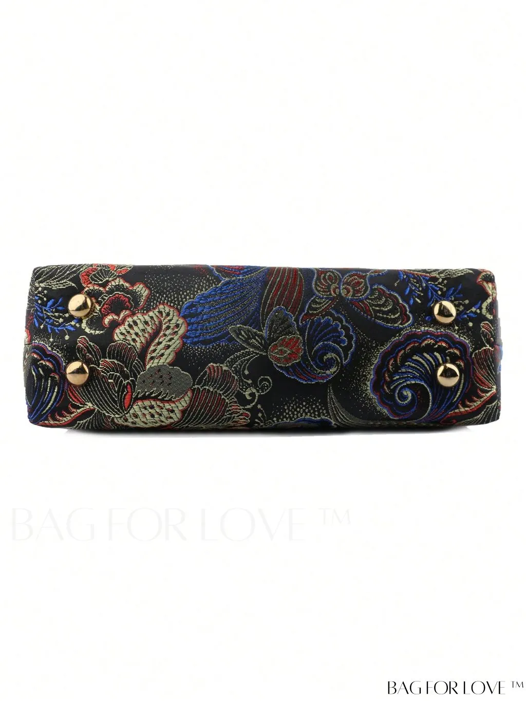 BagForLove - Embroidered Butterfly & Flower Small Satchel Bag with Kiss Lock Chain