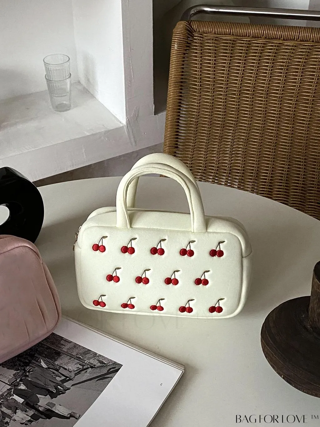 BagForLove - Embroidered Strawberry Mini Boston Bag