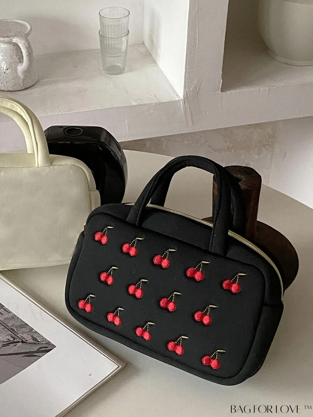 BagForLove - Embroidered Strawberry Mini Boston Bag