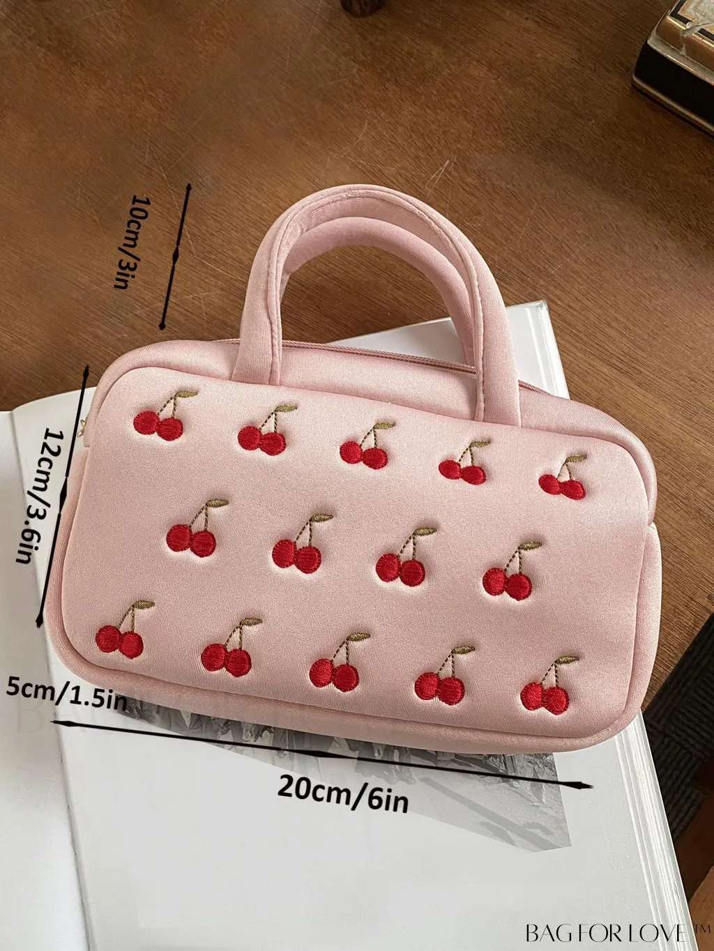 BagForLove - Embroidered Strawberry Mini Boston Bag