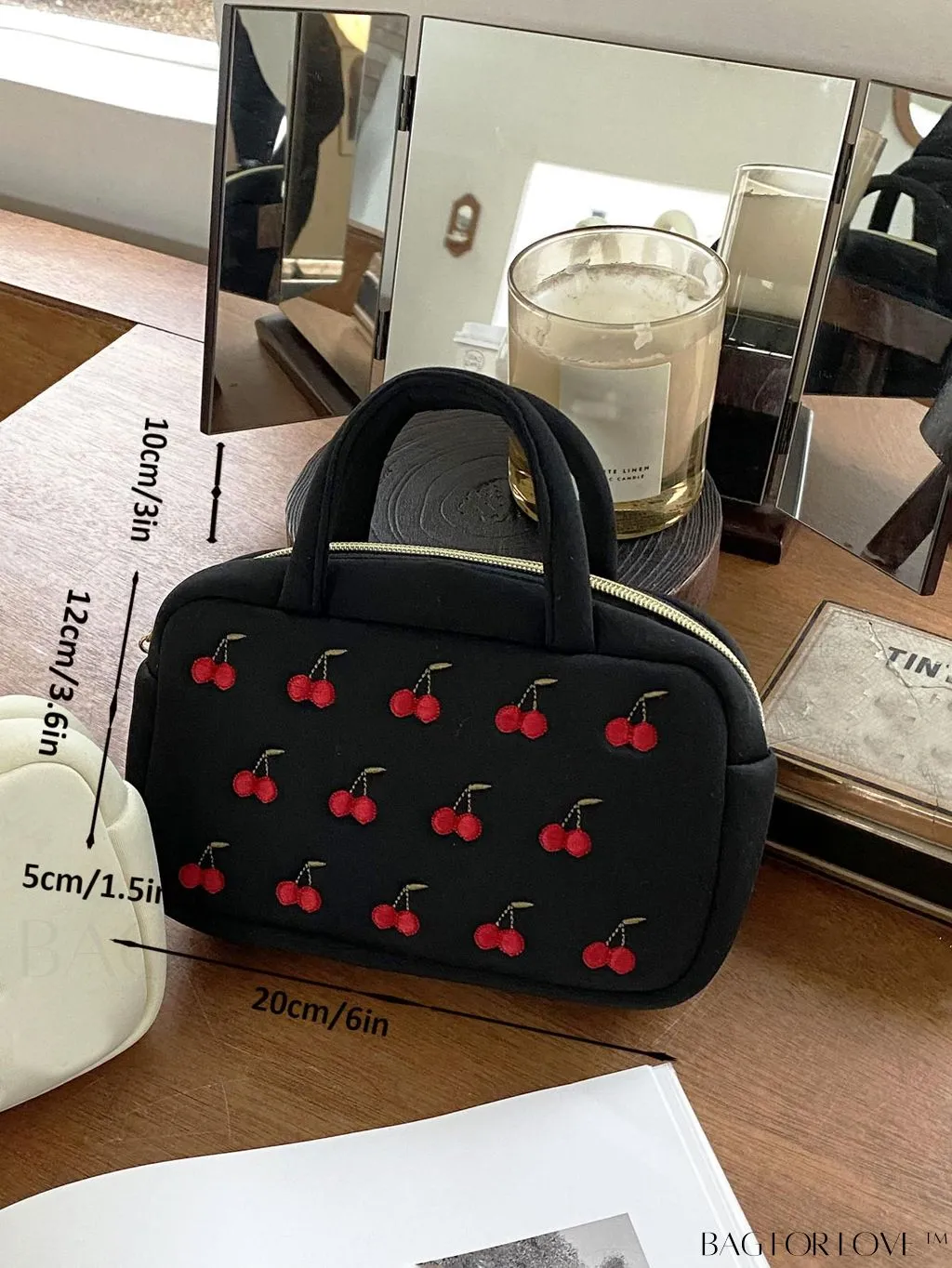 BagForLove - Embroidered Strawberry Mini Boston Bag