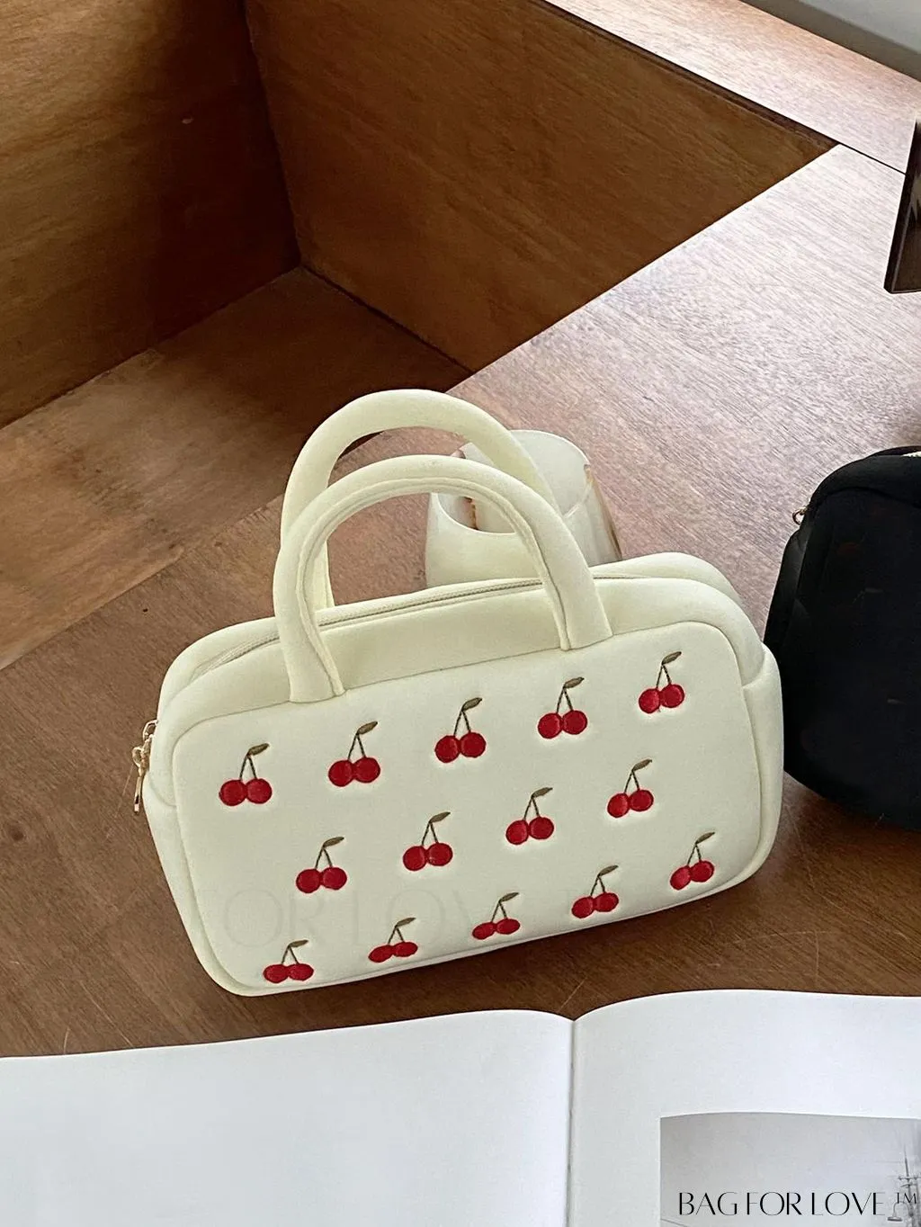 BagForLove - Embroidered Strawberry Mini Boston Bag