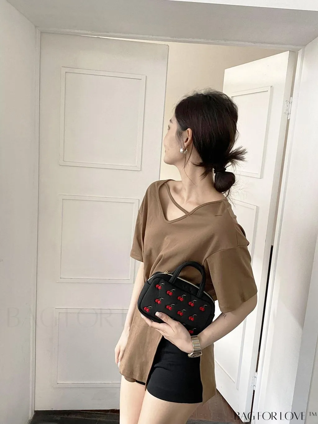 BagForLove - Embroidered Strawberry Mini Boston Bag