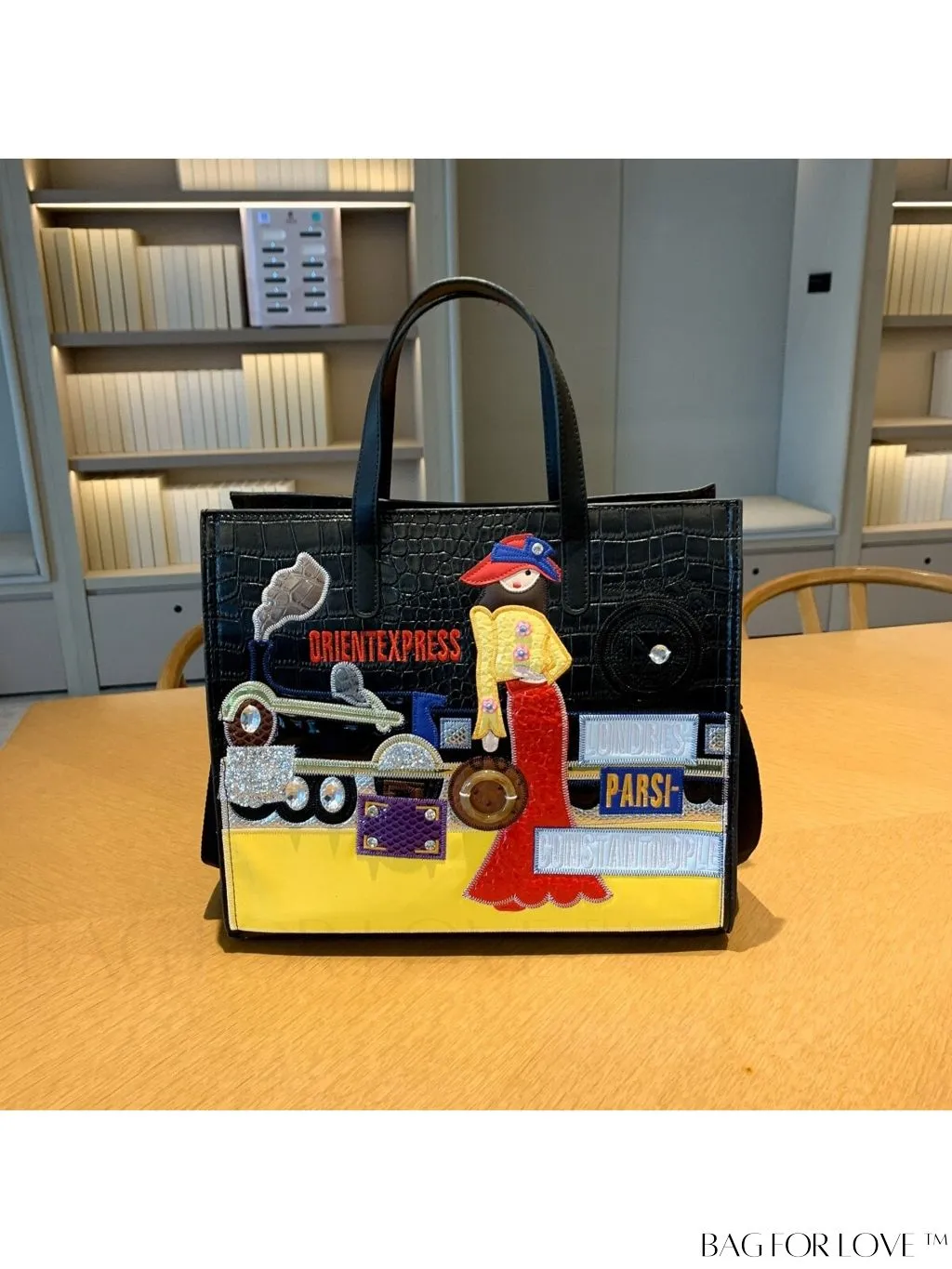 BagForLove - Enhanced Womens Square Bag with Embroidered Cartoon Character Design