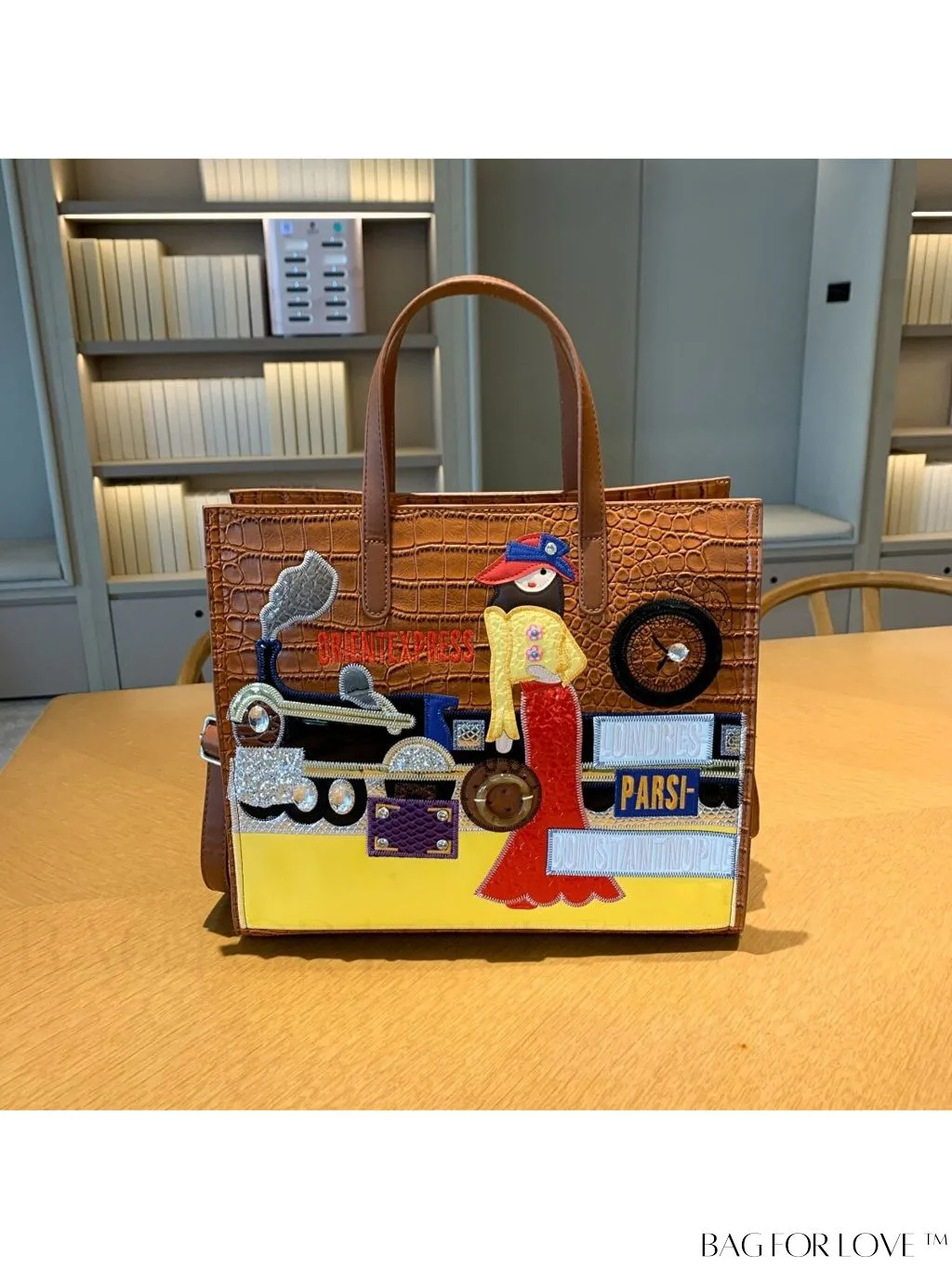 BagForLove - Enhanced Womens Square Bag with Embroidered Cartoon Character Design