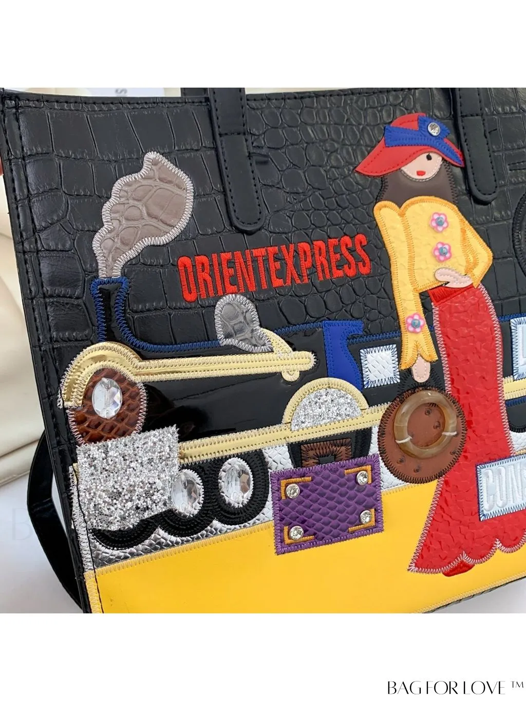 BagForLove - Enhanced Womens Square Bag with Embroidered Cartoon Character Design