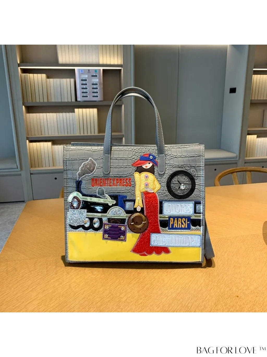 BagForLove - Enhanced Womens Square Bag with Embroidered Cartoon Character Design