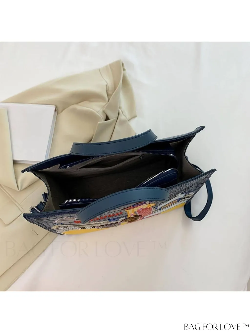 BagForLove - Enhanced Womens Square Bag with Embroidered Cartoon Character Design