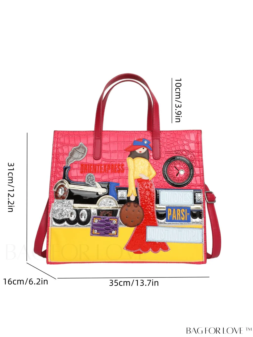 BagForLove - Enhanced Womens Square Bag with Embroidered Cartoon Character Design