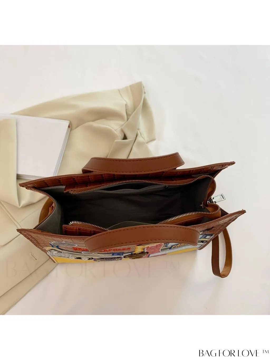 BagForLove - Enhanced Womens Square Bag with Embroidered Cartoon Character Design