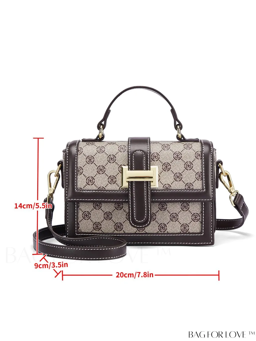 BagForLove - Geometric Pattern Mini Flap Square Bag with Stylish Metal Decor