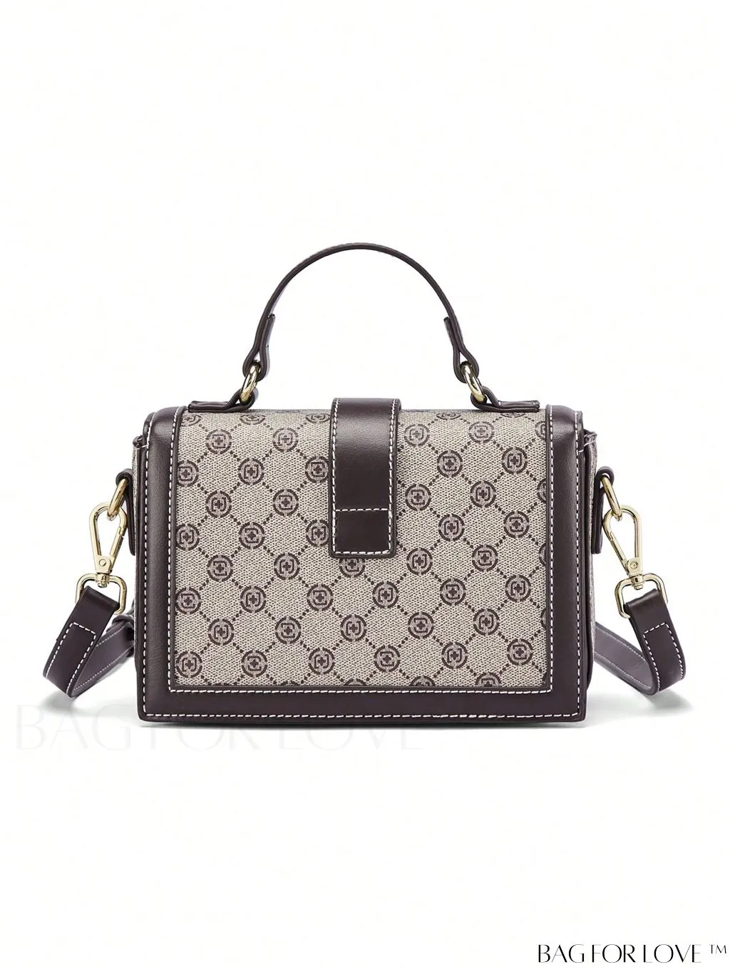 BagForLove - Geometric Pattern Mini Flap Square Bag with Stylish Metal Decor