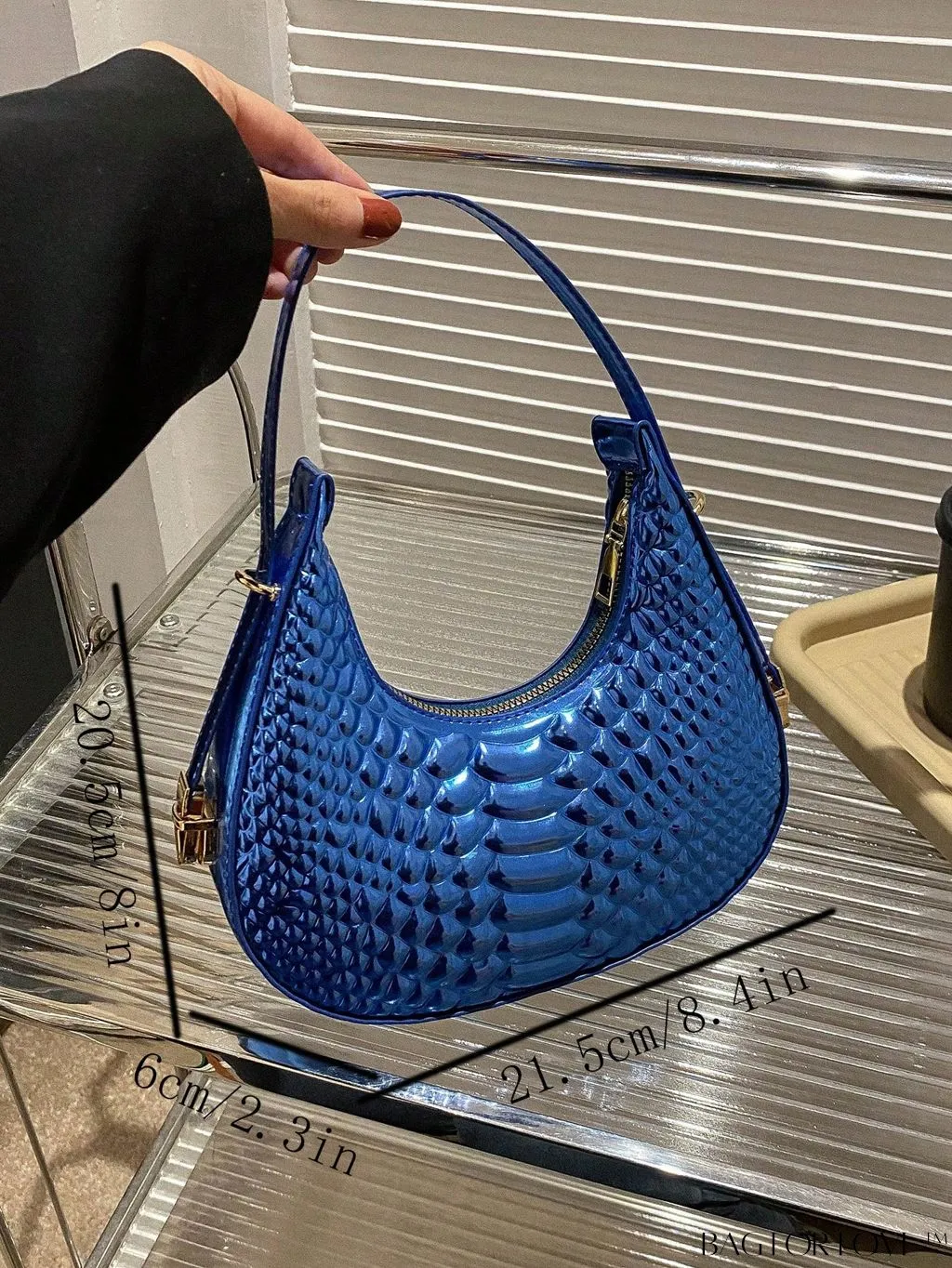 BagForLove - Golden Metal Edge Armpit Bag - Crocodile Pattern Print