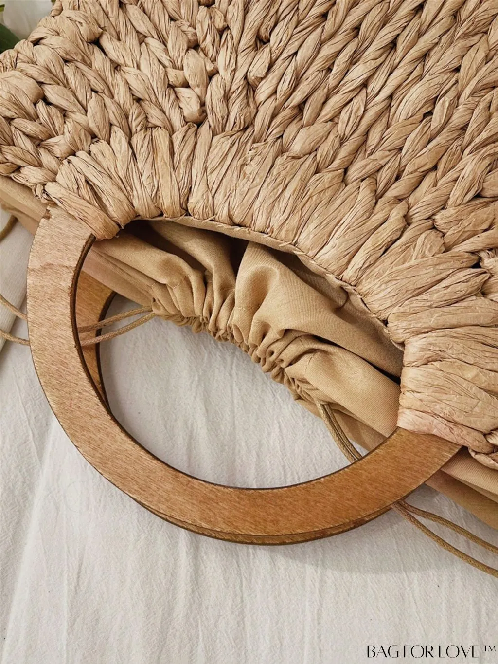BagForLove - Khaki Double Handle Straw Bag: Ideal for Summer Beach Getaways & Travel