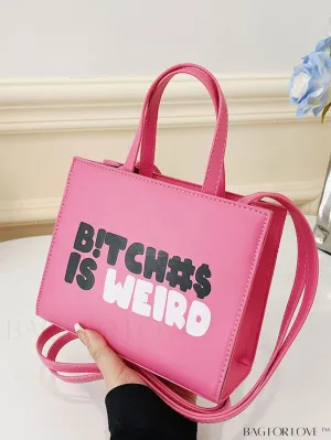 BagForLove - Letter Graphic Double Handle Mini Square Bag
