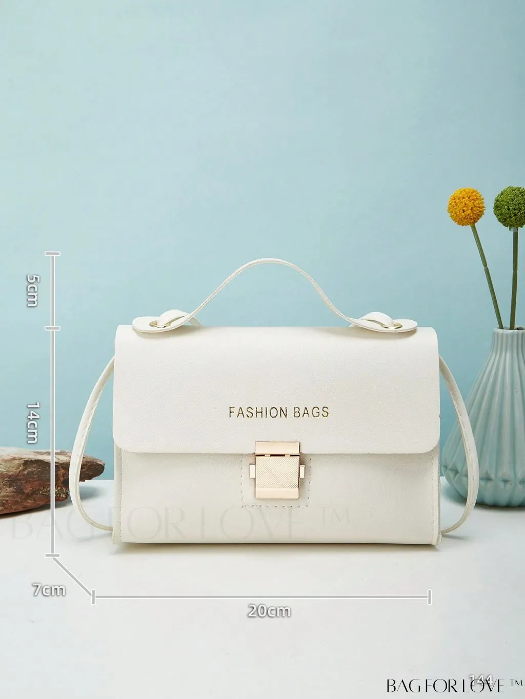 BagForLove - Letter Graphic Mini Flap Bag with Square Top Handle