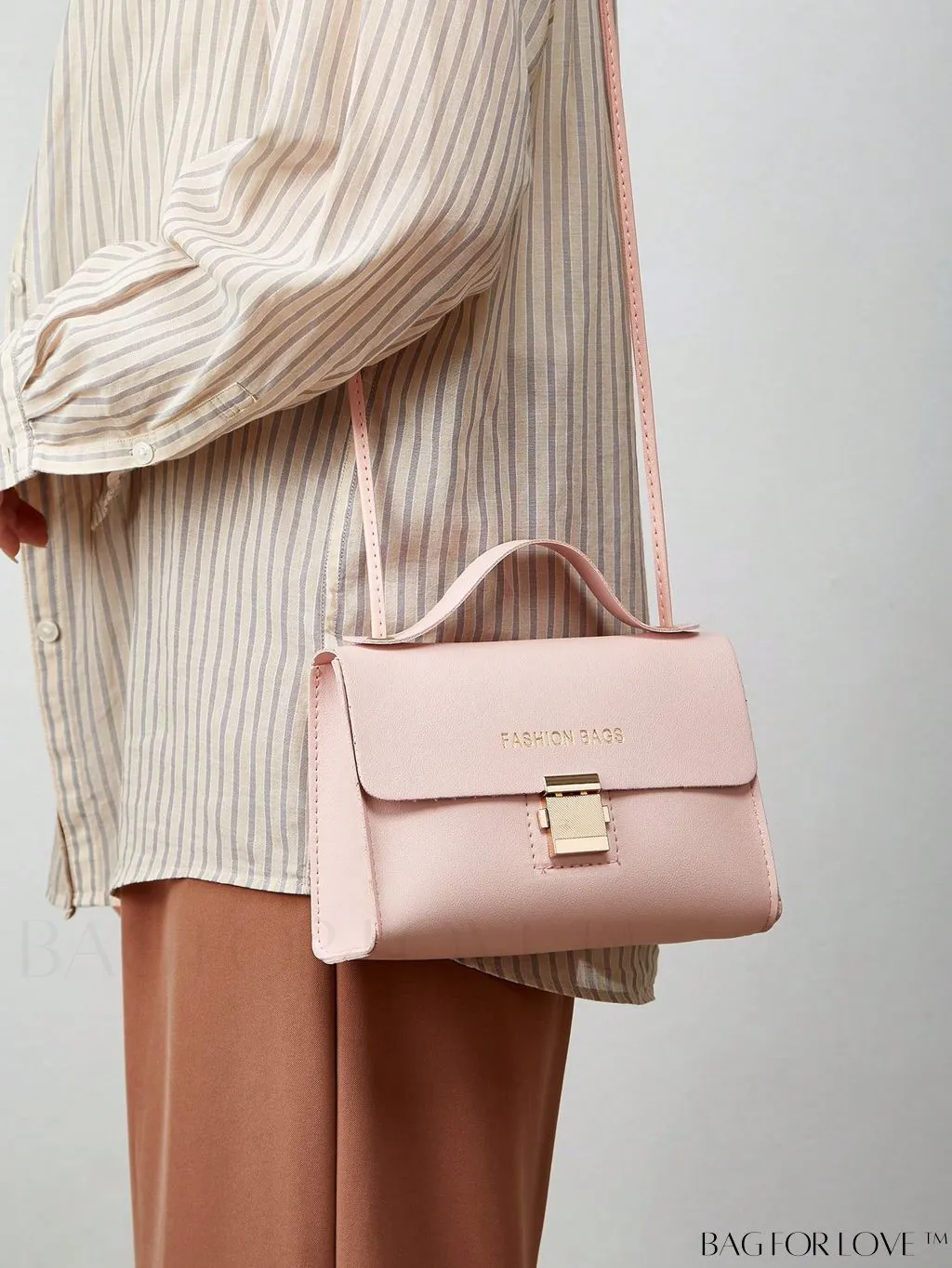 BagForLove - Letter Graphic Mini Flap Bag with Square Top Handle