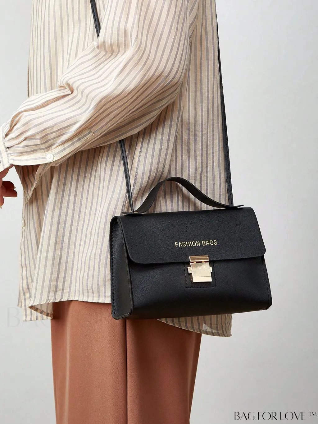 BagForLove - Letter Graphic Mini Flap Bag with Square Top Handle