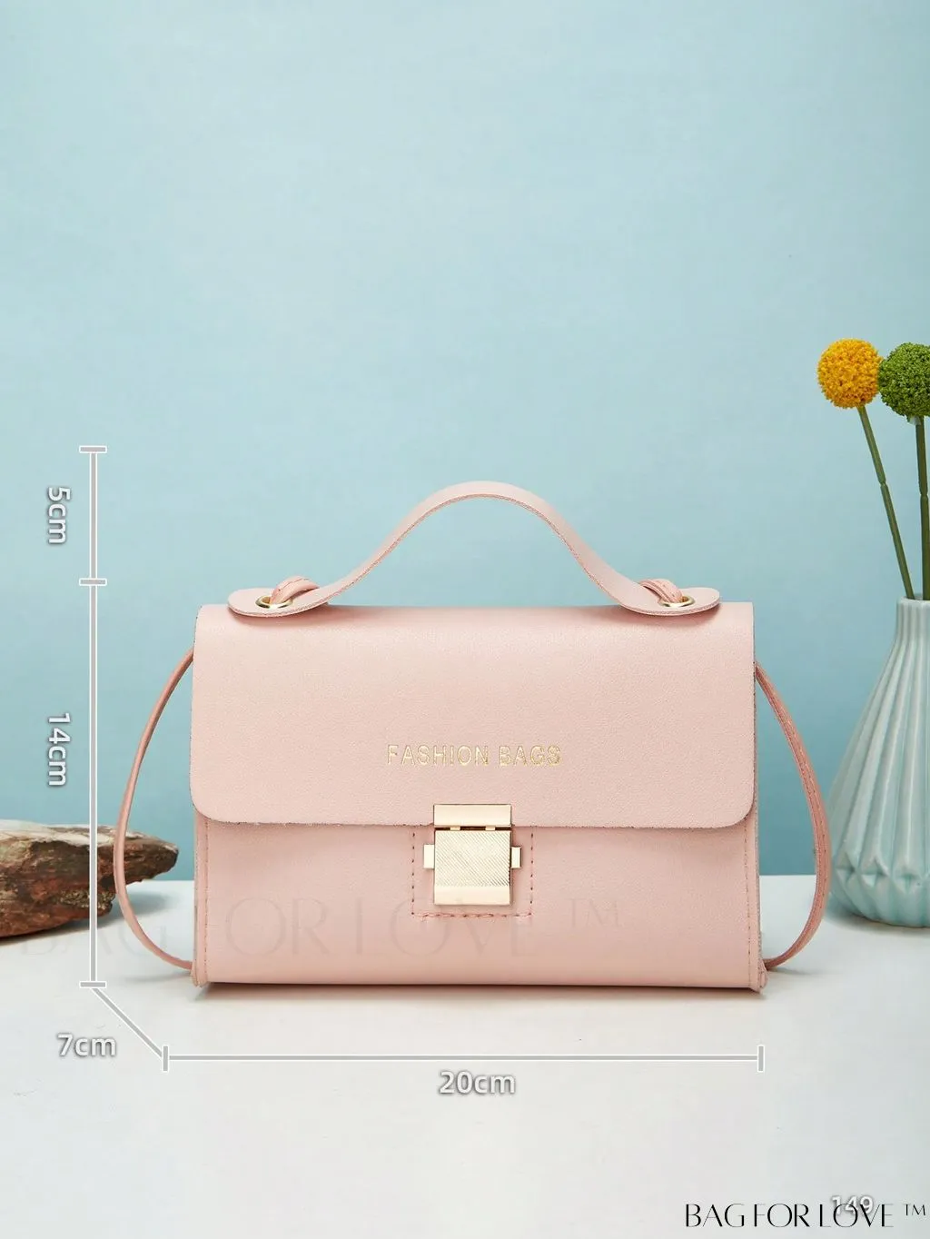 BagForLove - Letter Graphic Mini Flap Bag with Square Top Handle