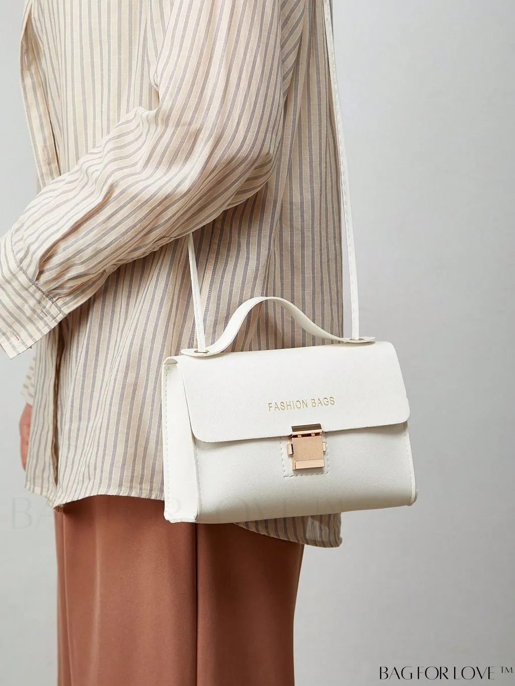 BagForLove - Letter Graphic Mini Flap Bag with Square Top Handle