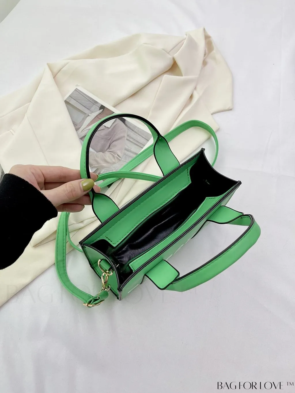 BagForLove - Letter Print Mini PU Square Crossbody Bag for Women