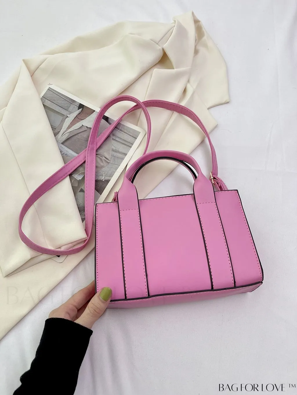 BagForLove - Letter Print Mini PU Square Crossbody Bag for Women