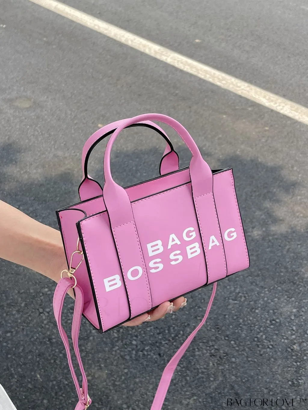 BagForLove - Letter Print Mini PU Square Crossbody Bag for Women