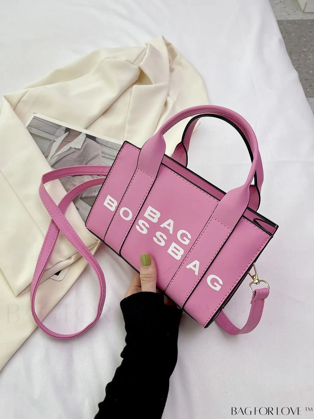 BagForLove - Letter Print Mini PU Square Crossbody Bag for Women