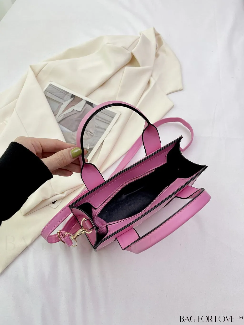 BagForLove - Letter Print Mini PU Square Crossbody Bag for Women