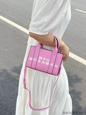 BagForLove - Letter Print Mini PU Square Crossbody Bag for Women