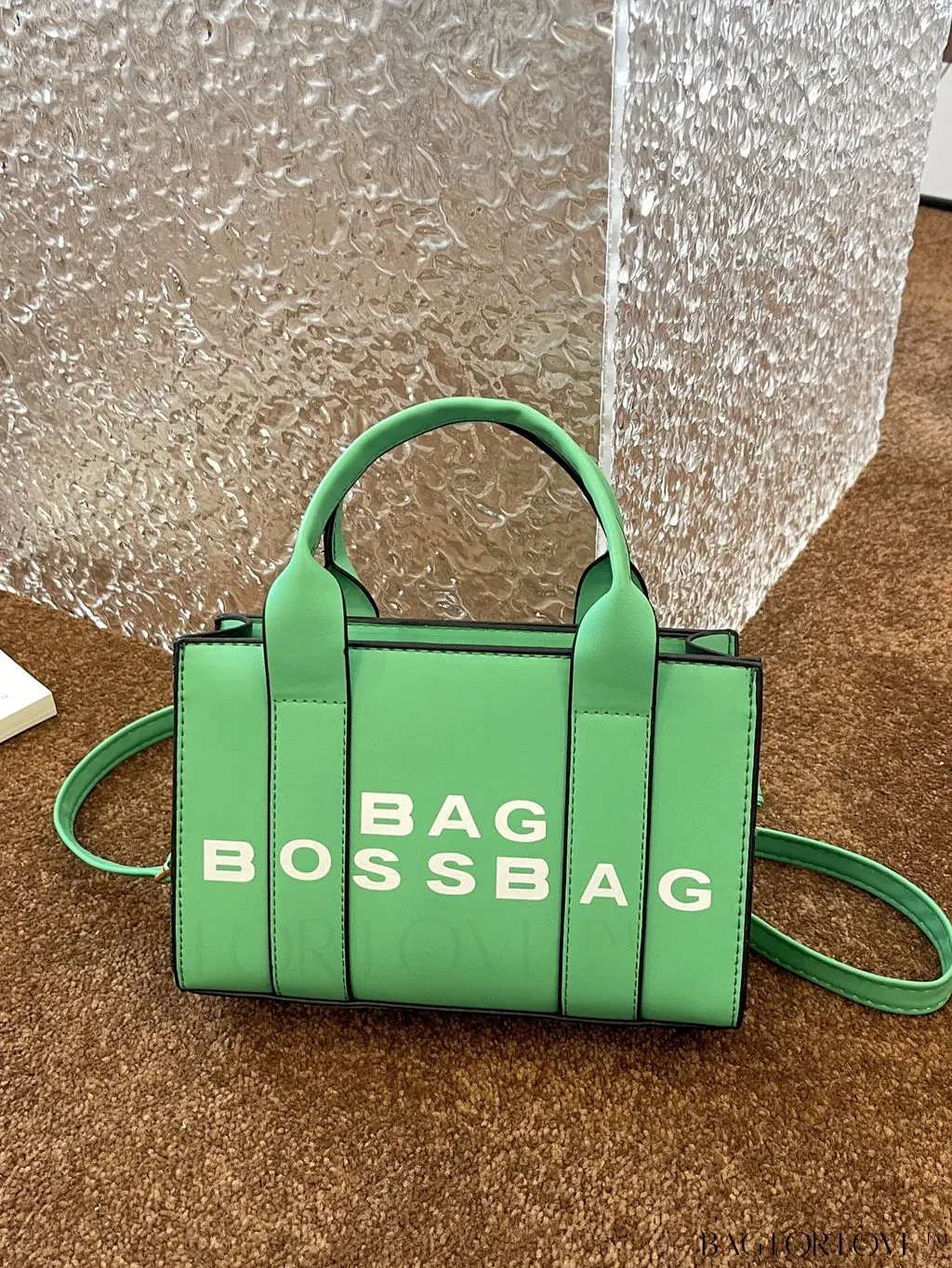 BagForLove - Letter Print Mini PU Square Crossbody Bag for Women