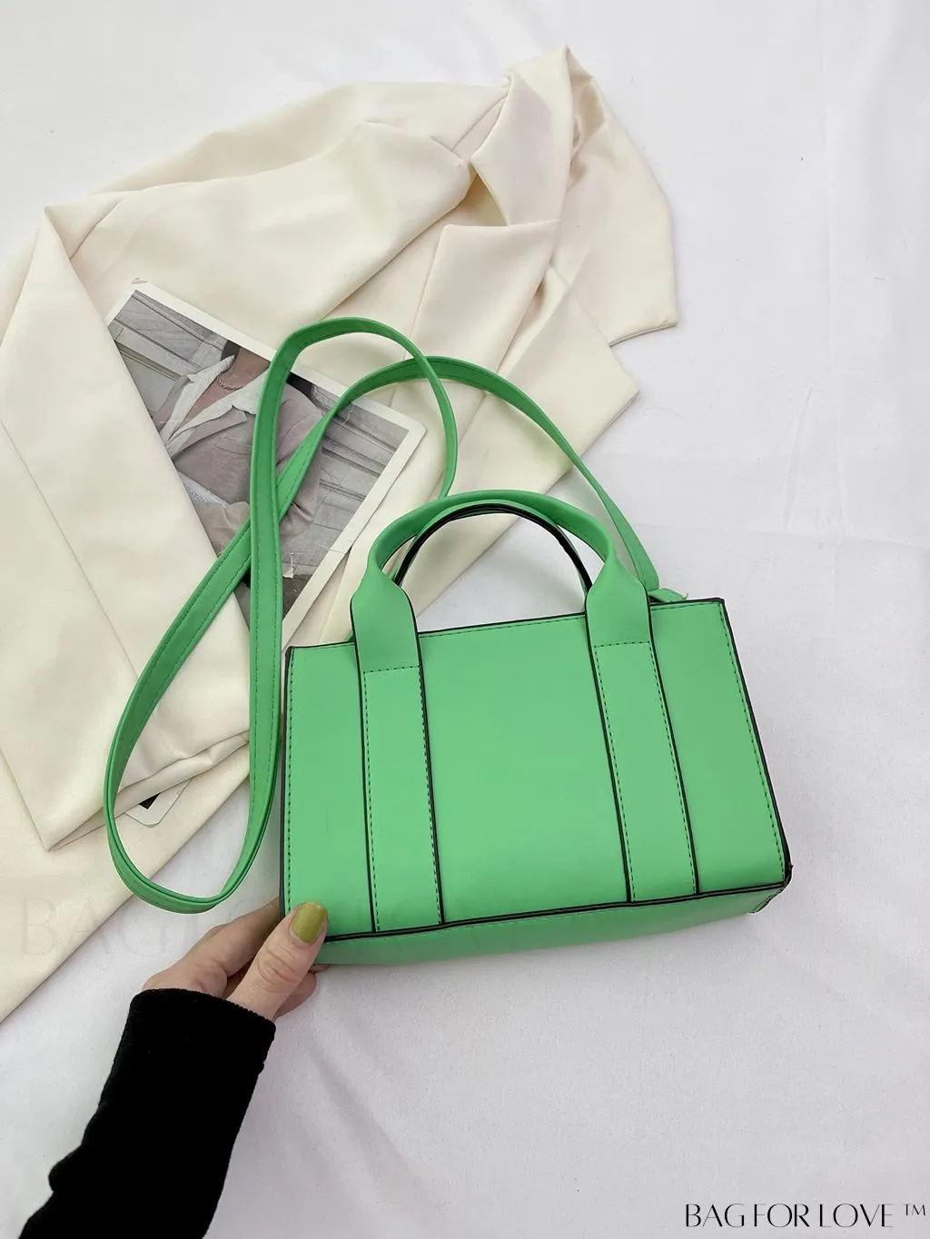 BagForLove - Letter Print Mini PU Square Crossbody Bag for Women