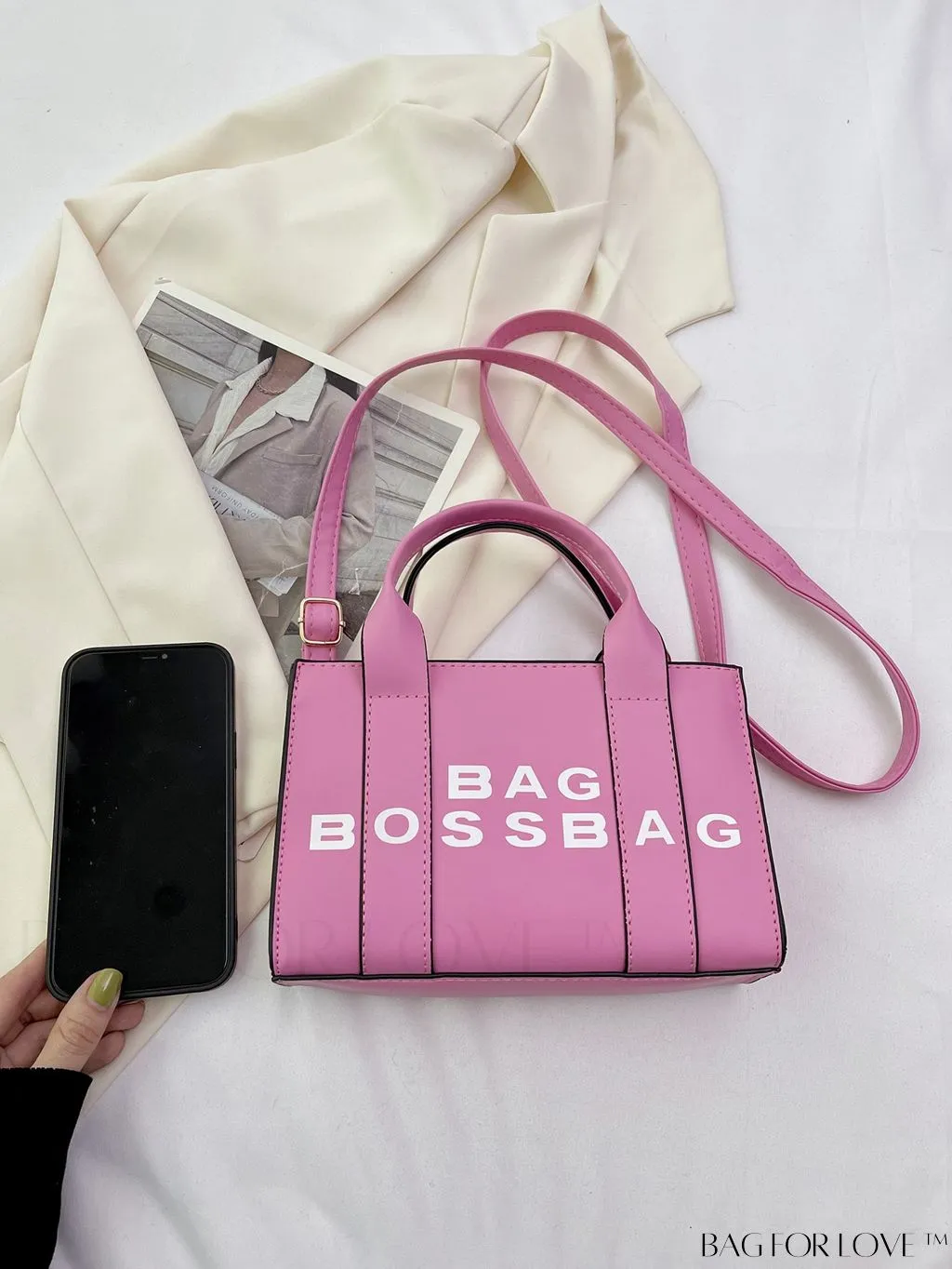 BagForLove - Letter Print Mini PU Square Crossbody Bag for Women