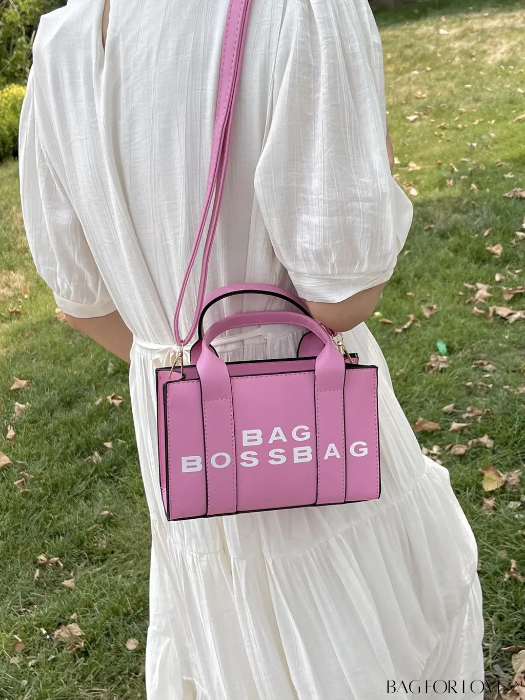 BagForLove - Letter Print Mini PU Square Crossbody Bag for Women