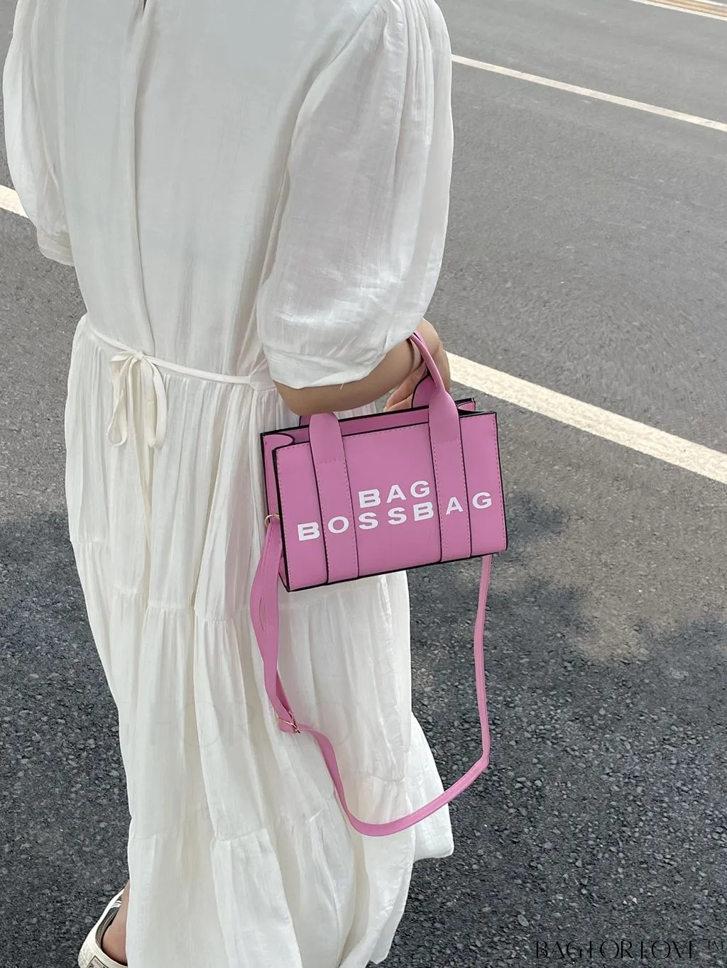 BagForLove - Letter Print Mini PU Square Crossbody Bag for Women