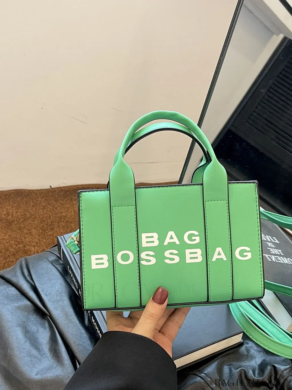 BagForLove - Letter Print Mini PU Square Crossbody Bag for Women