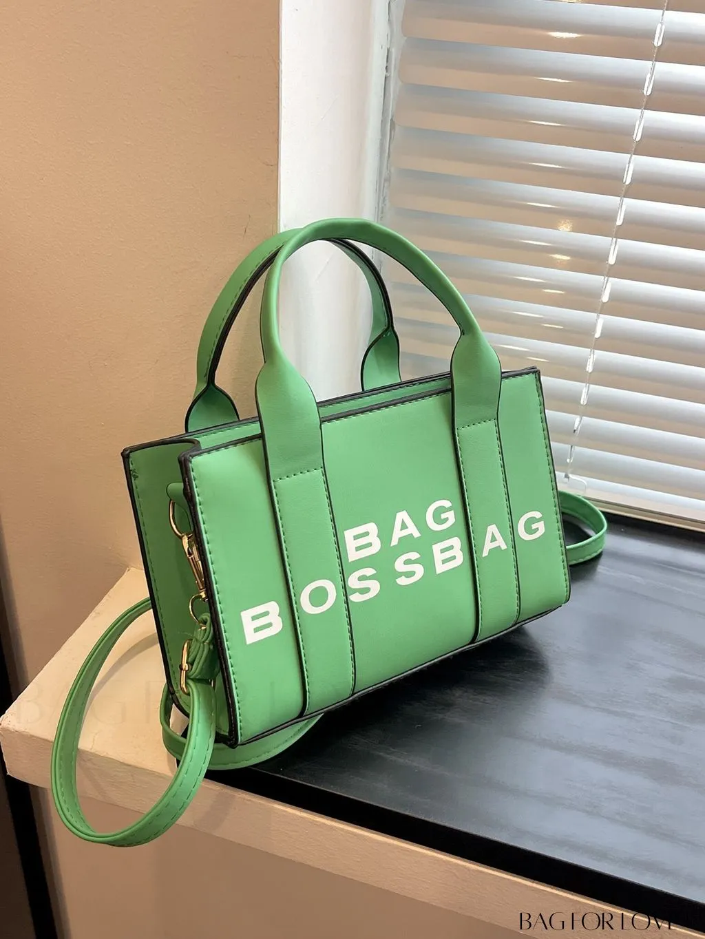 BagForLove - Letter Print Mini PU Square Crossbody Bag for Women