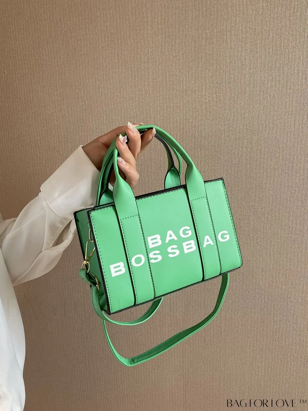 BagForLove - Letter Print Mini PU Square Crossbody Bag for Women