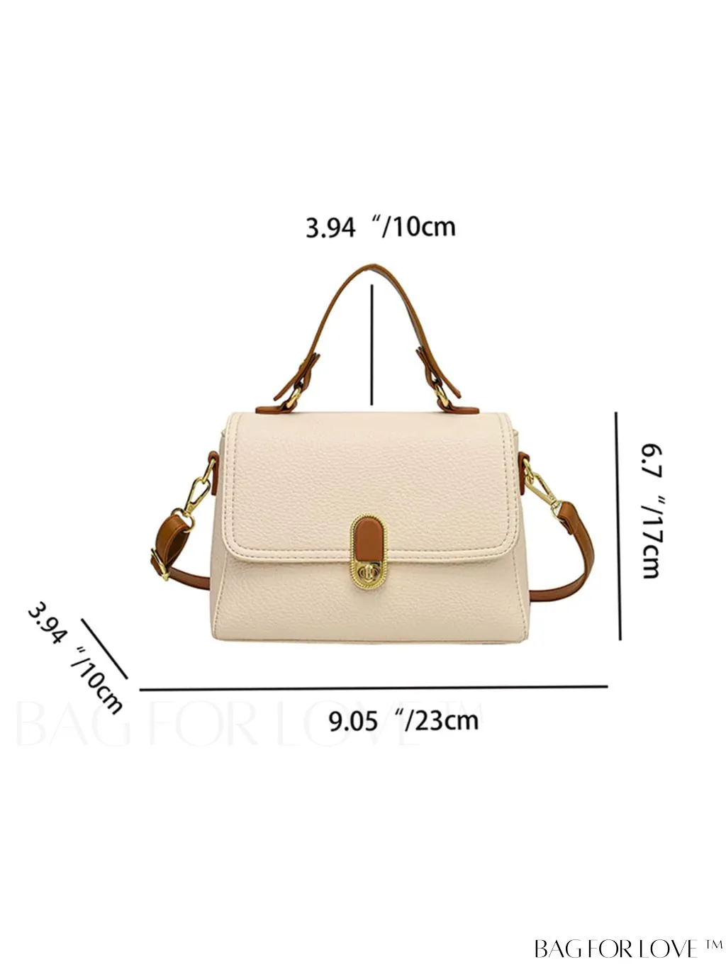 BagForLove - Litchi Pattern Flip Cover Minimalist Crossbody Handbag in PU Leather