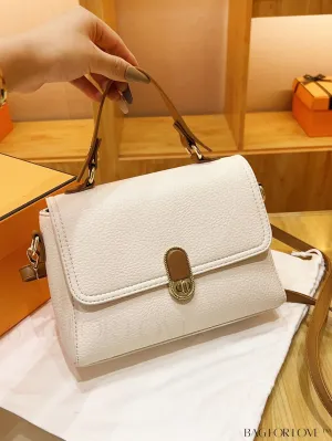 BagForLove - Litchi Pattern Flip Cover Minimalist Crossbody Handbag in PU Leather
